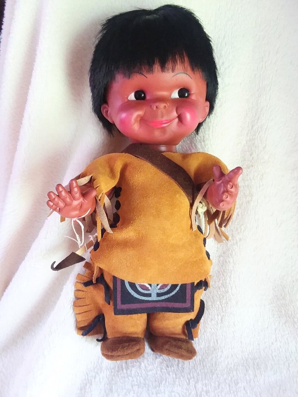 Vintage Inuit Doll - Hunter with Fur Quiver and Arrows, Collectible Doll